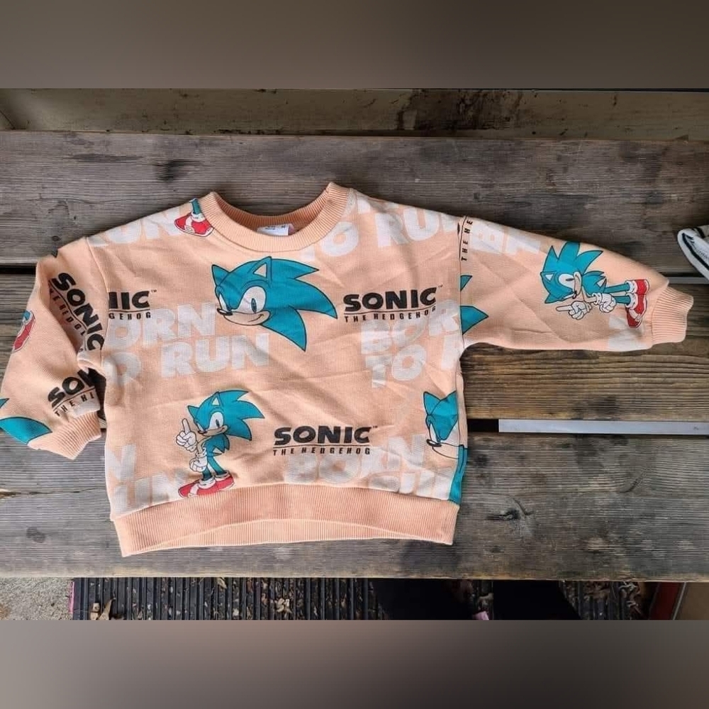 ZARA SONIC THE HEDGEHOG SZ 18-24M VGUC PEACH SONIC loose fit sweatshirt